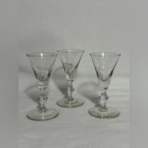 MCM Set of 3 Cordials/Mini Champagne Tasting Flutes Shot Glasses Clear Glass 5”